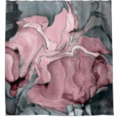 Blush roos marmer - pastelpinks, grijs en zilver douchegordijn (Voorkant)