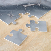 Blush roos marmer - pastelpinks, grijs en zilver legpuzzel (Zijkant)