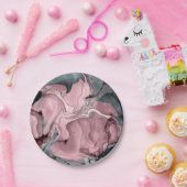 Blush roos marmer - pastelpinks, grijs en zilver papieren bordje (Feest)