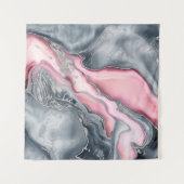 Blush roos marmer - pastelpinks, grijs en zilver wandkleed (Voorkant (horizontaal))