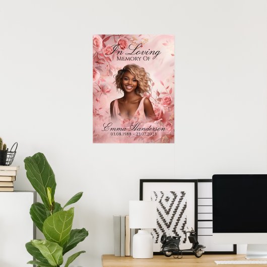 Blush Roos Memorial Welkomstbord Poster (Thuiskantoor)