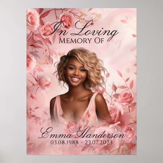 Blush Roos Memorial Welkomstbord Poster (Voorkant)