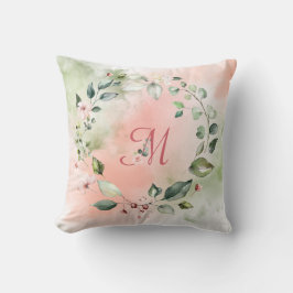 Blush Roos Monogram Waterverf Kussen