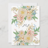 Blush Roos Mums Gold Foliage Floral Waterverf Art Kaart (Achterkant)