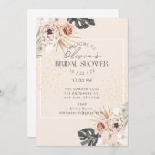 Blush Roos & Orchidee Bruids Douche Uitnodiging (Voorkant / Achterkant)