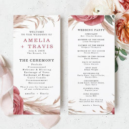 Blush Roos Pampas Grass Wedding Ceremony Programma
