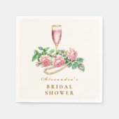 Blush Roos Parels en Prosecco Vrijgezellenfeest Servet (Voorkant)