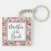 Blush Roos Patroon Moeder van de Bruid Plein Sleutelhanger (Achterkant)