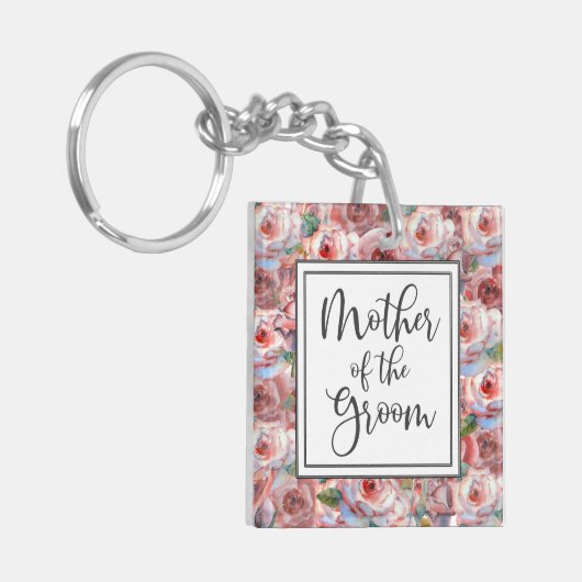 Blush Roos Patroon Moeder van de Bruidegom Square Sleutelhanger (Voorkant Links)