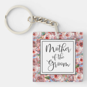 Blush Roos Patroon Moeder van de Bruidegom Square Sleutelhanger