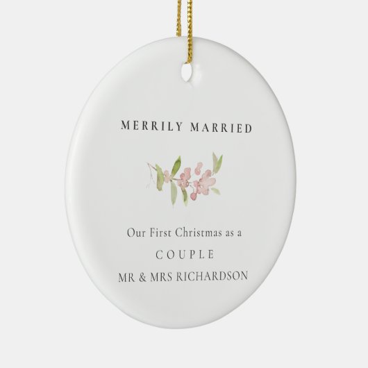 BLUSH ROOS PINK MINIMAL CUSTOM MERRILY MARRILY KERAMISCH ORNAMENT (Rechts)
