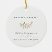 BLUSH ROOS PINK MINIMAL CUSTOM MERRILY MARRILY KERAMISCH ORNAMENT (Voorkant)