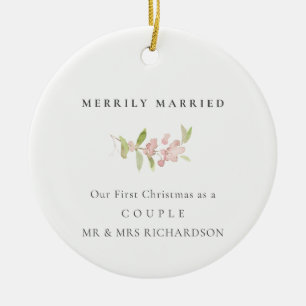 BLUSH ROOS PINK MINIMAL CUSTOM MERRILY MARRILY KERAMISCH ORNAMENT