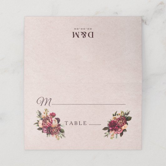 Blush Roos Plaatskaartje (Buitenkant ongevouwen)