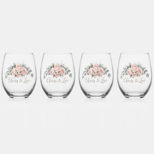 Blush Roos “Proost op Liefde” Wijnglas Zonder Voet
