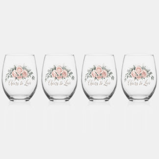 Blush Roos “Proost op Liefde” Wijnglas Zonder Voet