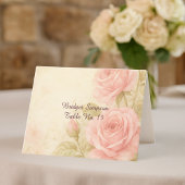 Blush Roos Romantische Bloemen  gastenkaart Bedankkaart