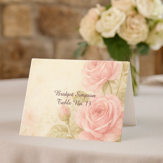 Blush Roos Romantische Bloemen  gastenkaart Bedankkaart