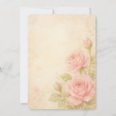 Blush Roos Romantische Bloemen Vintage bruiloft Kaart (Achterkant)