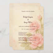 Blush Roos Romantische Bloemen Vintage bruiloft Kaart (Voorkant / Achterkant)