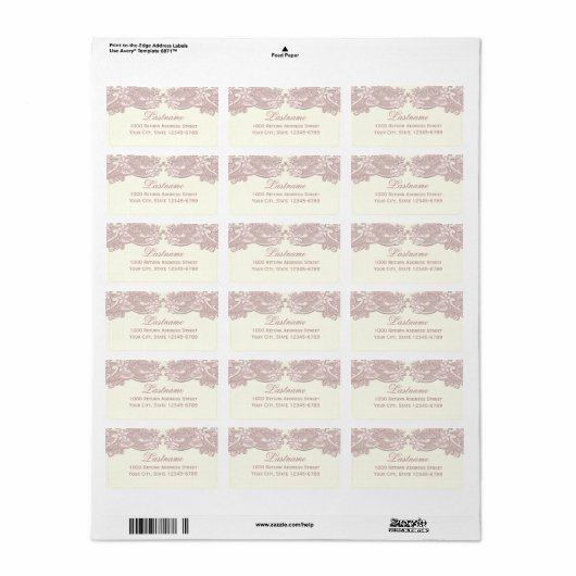 Blush Roos roze bloemenkant ontwerp Etiket (Full Sheet)