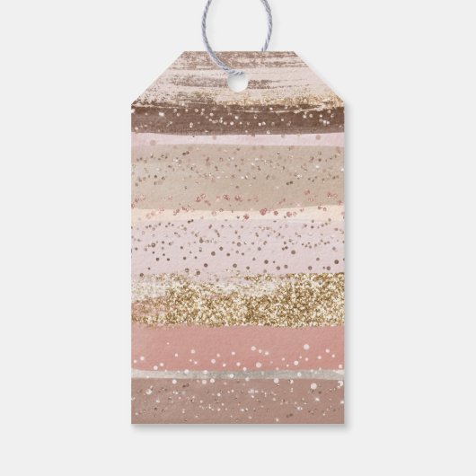 Blush Roos Roze Chocolade Gouden Glitter Verjaarda Cadeaulabel (Achterkant)