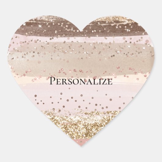 Blush Roos Roze Chocolade Gouden Glitter Verjaarda Hart Sticker (Voorkant)