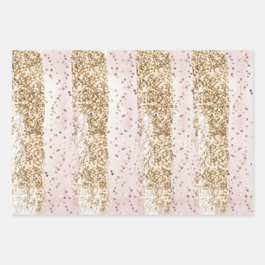 Blush Roos Roze Chocolade Gouden Glitter Verjaarda Inpakpapier Vel (Voorkant 3)