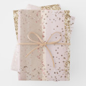 Blush Roos Roze Chocolade Gouden Glitter Verjaarda Inpakpapier Vel (In situ)