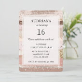 Blush Roos Roze Chocolade Gouden Glitter Verjaarda Kaart (Staand voorkant)