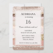 Blush Roos Roze Chocolade Gouden Glitter Verjaarda Kaart (Voorkant)