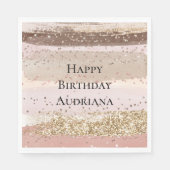 Blush Roos Roze Chocolade Gouden Glitter Verjaarda Servet (Voorkant)