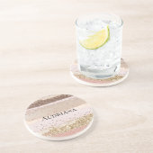 Blush Roos Roze Chocolade Gouden Glitter Verjaarda Zandsteen Onderzetter (Zijkant)