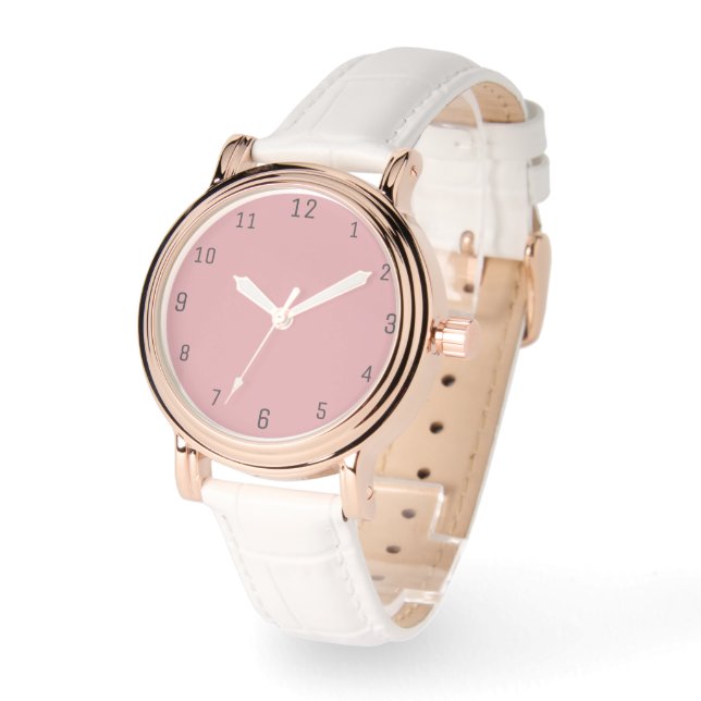 Blush Roos Roze Effen Kleur | Klassiek | Elegant Horloge (Hoek)