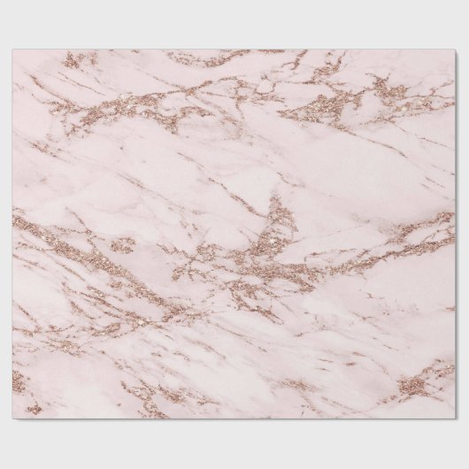 Blush Roos Roze Glitter Marble Glossy Cadeaupapier (Vlak)