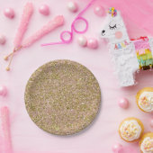 Blush Roos Roze & Gold Glam Glitter Party Sparkle Papieren Bordje (Feest)