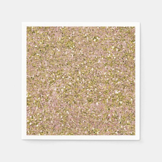 Blush Roos Roze & Gold Glam Glitter Party Sparkle Servet (Voorkant)