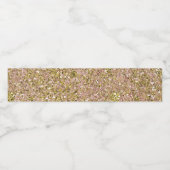 Blush Roos Roze & Gold Glam Glitter Party Sparkle Waterfles Etiket (Enkel label)