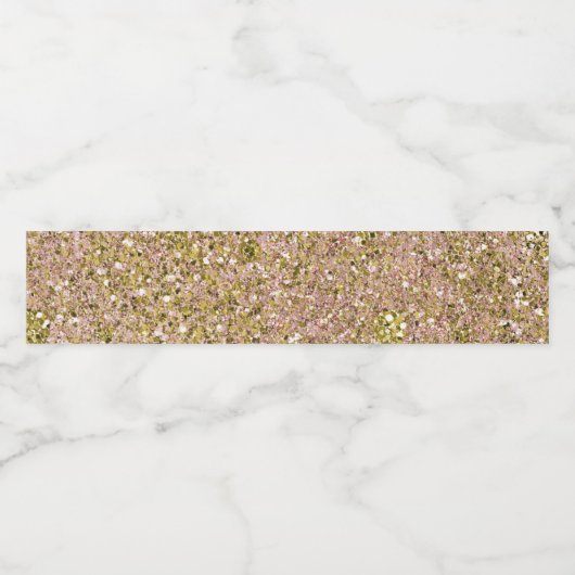 Blush Roos Roze & Gold Glam Glitter Party Sparkle Waterfles Etiket (Enkel label)