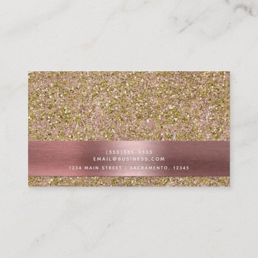 Blush Roos Roze & Gold Glam Glitter Sparkle Visitekaartje (Achterkant)