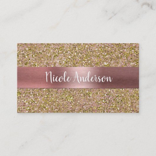 Blush Roos Roze & Gold Glam Glitter Sparkle Visitekaartje (Voorkant)