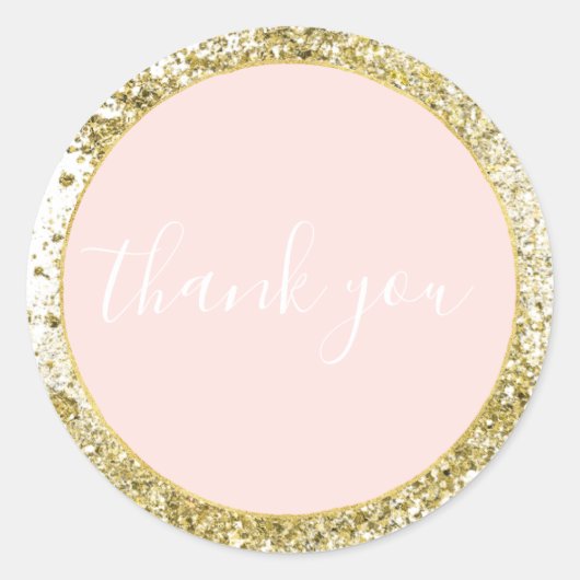 Blush Roos Roze Gouden Confetti Sparkle Faux Glitt Ronde Sticker (Voorkant)