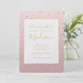Blush Roos Roze Gouden Confetti Sparkle Kaart (Staand voorkant)