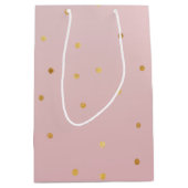 Blush Roos Roze Gouden Confetti Sparkle Medium Cadeauzakje (Voorkant)