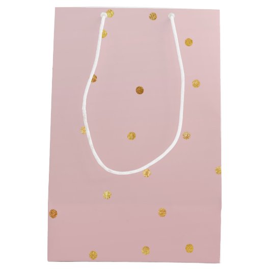 Blush Roos Roze Gouden Confetti Sparkle Medium Cadeauzakje (Achterkant)
