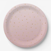 Blush Roos Roze Gouden Confetti Sparkle Papieren Bordje (Voorkant)