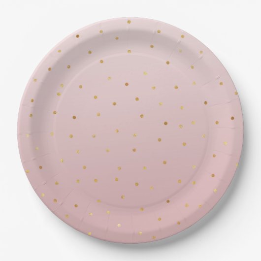Blush Roos Roze Gouden Confetti Sparkle Papieren Bordje (Voorkant)