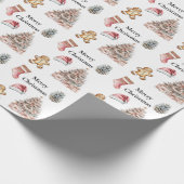 Blush Roos roze kerstboom Cadeaupapier (Hoek)