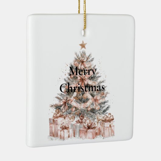 Blush Roos roze kerstboom Keramisch Ornament (Rechts)