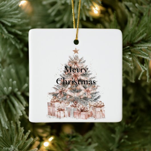 Blush Roos roze kerstboom Keramisch Ornament (Boom)